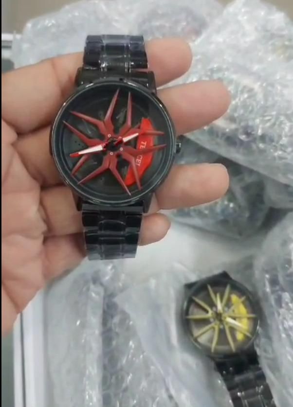 3D Rotating Car Wheel Watch for Men - By munni watch collection.