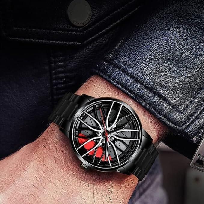 3D Rotating Car Wheel Watch for Men - By munni watch collection.